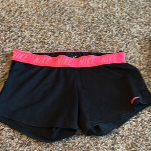 Nike Women's Black Shorts with Pink Accents